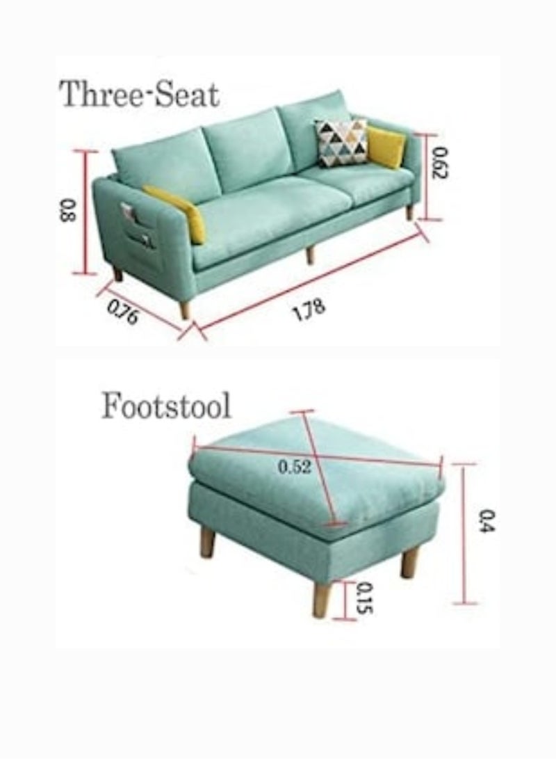 Karnak Adriel Sectional Fabric Sofa Set Cotton Furniture Home Apartment Hotel L Shape 3 Seater Beige 178x76x80cm - Image 3