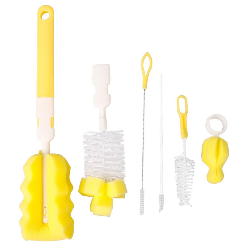 Yellow Bottle Brush Set 6pcs Straw Cleaner Nipple Brush Kitchen Feeding Tools - Image 2
