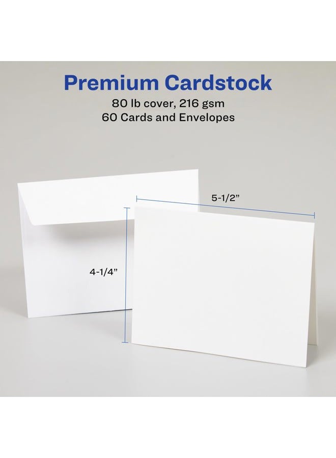 Avery Printable Note Cards with Envelopes, 4.25" x 5.5", Matte White, 60 Blank Note Cards for Inkjet Printers (08315) - Image 5
