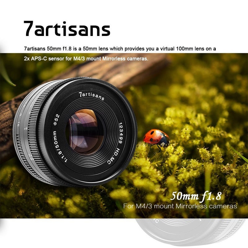7artisans 50mm F1.8 APS-C Manual Fixed Lens for M4/3 Mount Cameras Panasonic G1 G2 G3 G4 G5 G6 G7 GF1 GF2 GF3 GF5 GF6 GM1 Olympus EMP1 EPM2 E-PL1 E-PL2 E-PL3 E-PL5 - Image 2