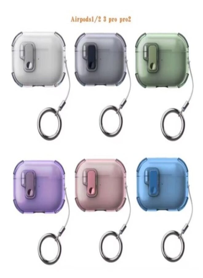 Generic - For AirPods 1 2 Pro 3 4 Pro2 AirPod Pro 2nd Earphone Lock Cover Case with Key Ring Accessories - Image 1