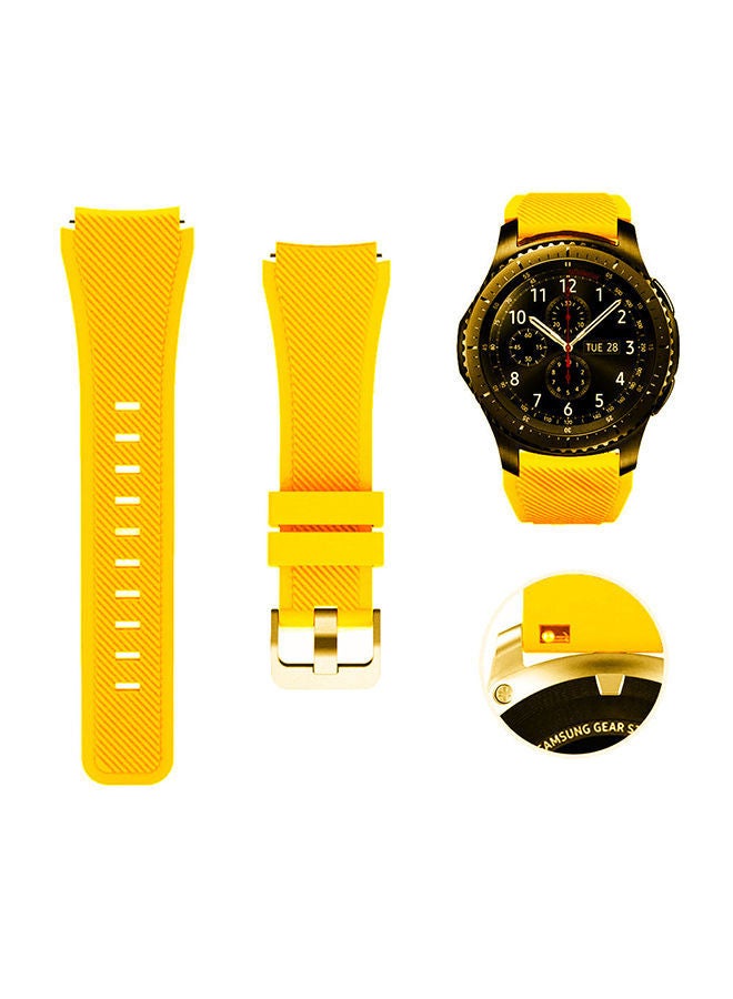 NIBEMINENT Replacement Silicone Band For Samsung Galaxy Gear S3 Classic/Gear Frontier/Huawei GT/GT2 46mm Yellow - Image 4