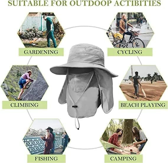 DEXO Men’s Fishing Hat with Face & Neck Flap – UPF 50+ Sun Protection Waterproof Outdoor Hat for Fishing, Hiking & Camping (Grey) - Image 4