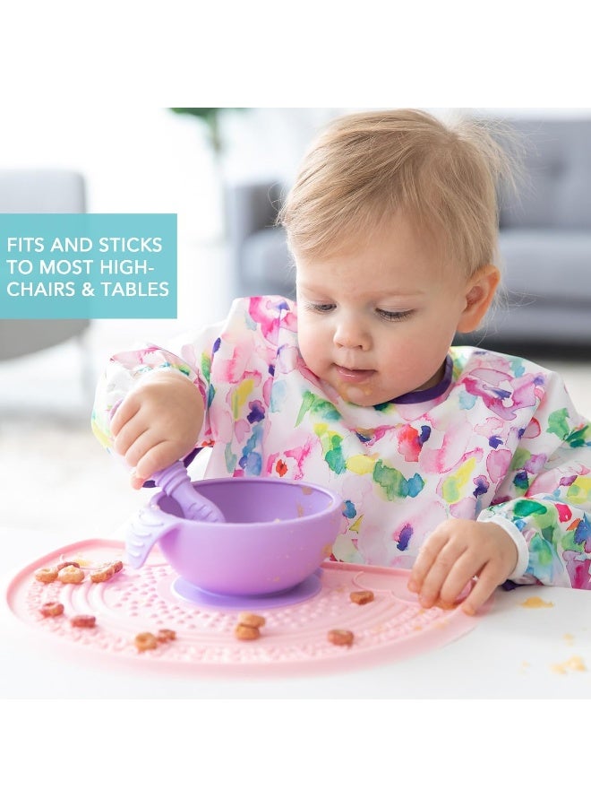 Bumkins Suction Silicone Baby Feeding Set, Bowl, Lid, Spoon, BPA-Free, First Feeding, Baby Led Weaning - Lavender - Image 3
