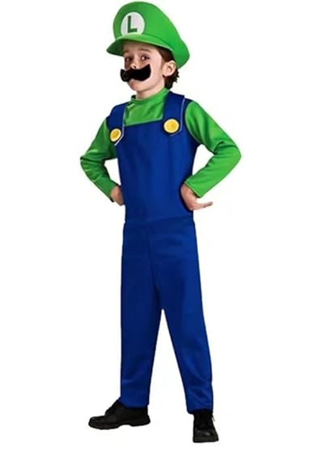 Super Brothers Costume for Kids Halloween Cosplay Costume Boys Cartoon Outfits with Caps and Beard Accessory - Image 3