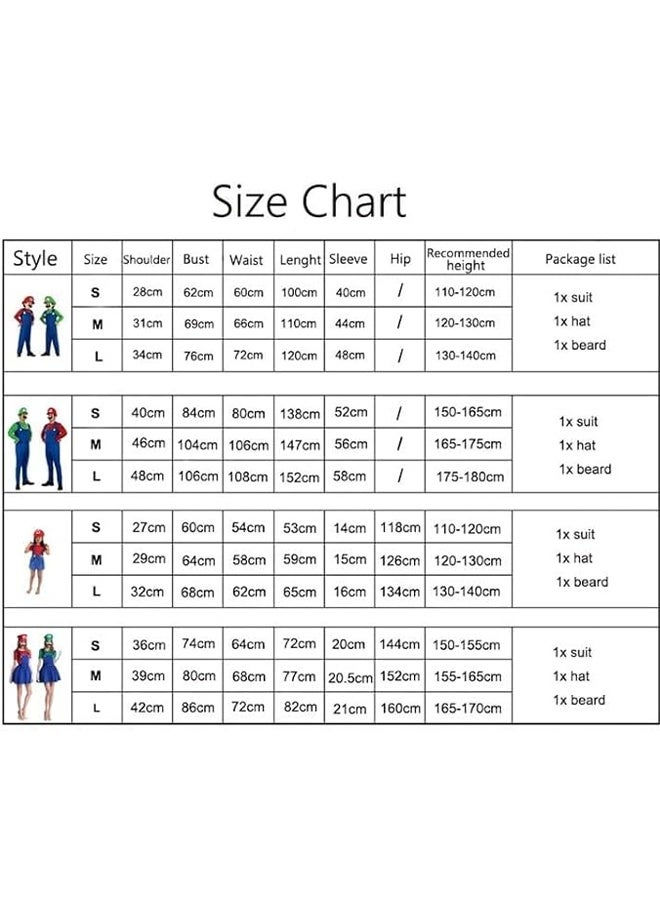 Super Brothers Costume for Kids Halloween Cosplay Costume Boys Cartoon Outfits with Caps and Beard Accessory - Image 5