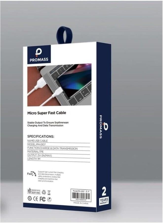 PROMASS TPE Micro Charging Cable 1 Meter Long Supports 3A Fast Charging - Image 2