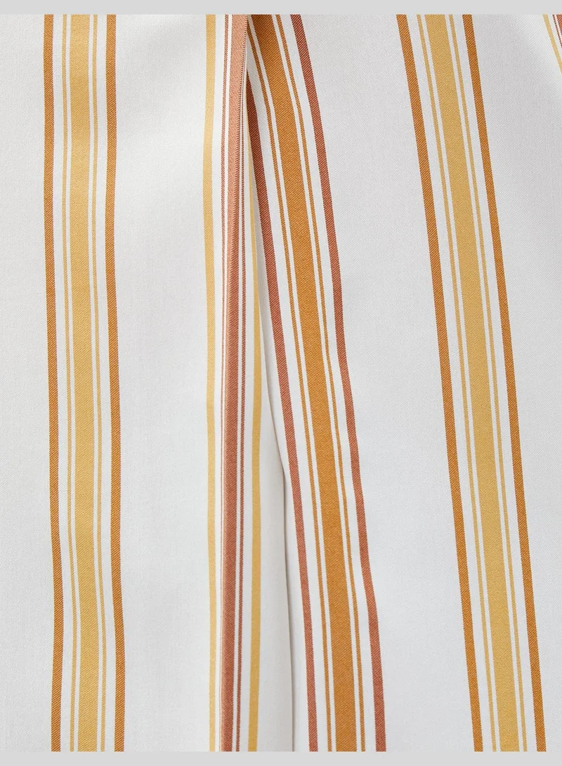 كوتون V Neck Blouse Pleated Detail