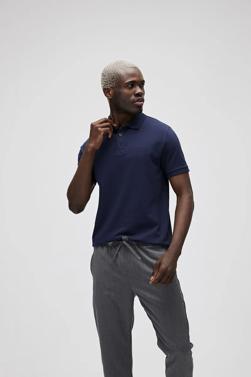 Bad Bear O Neck Regular Fit Plain Navy Blue Men's T-Shirt - 21.01.07.051_Stark Polo