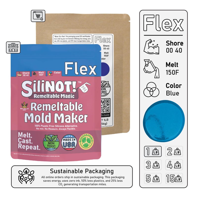 SiliNOT! Remeltable Silicone Mold Making Kit 16oz. - Easier Than Silicone Mold Maker. Reuse 35x, No Mix, Non-Toxic, Food-Contact Safe for Plaster, Resin, Epoxy, Chocolate, Wax & Soap Mold - Image 2