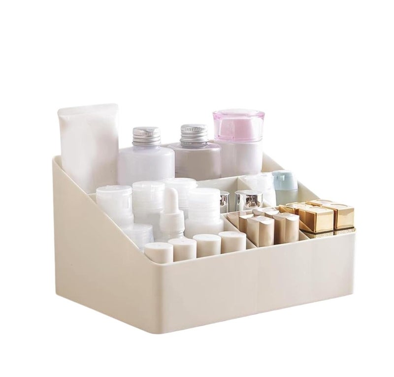 Xacton Cosmetic Organiser Storage Box I Plastic Makeup Lipstick Nail Polish,Brushes Storage Box I for Home,Office Bedroom I Skin Care Products for Dressing Table - Cosmetics,White - Image 1