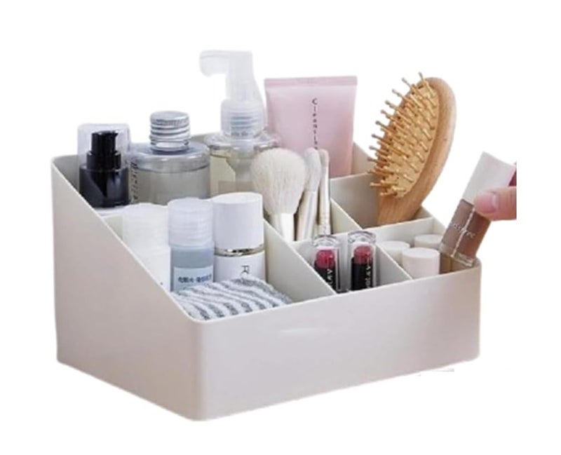 Xacton Cosmetic Organiser Storage Box I Plastic Makeup Lipstick Nail Polish,Brushes Storage Box I for Home,Office Bedroom I Skin Care Products for Dressing Table - Cosmetics,White - Image 3