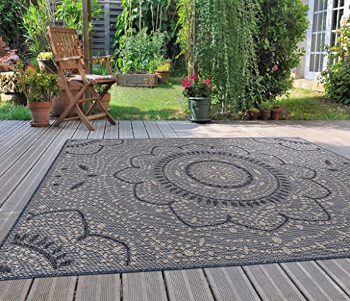 Rugshop Rugshop Medallion Patio RugsDeck RugsBalcony Rugs IndoorOutdoor Area Rug 710 x 10 Blue