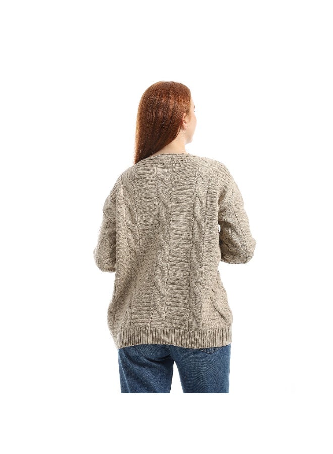 سيزار كارديجان حريمي صوف سادة مفتوح من الأمام - Image 3