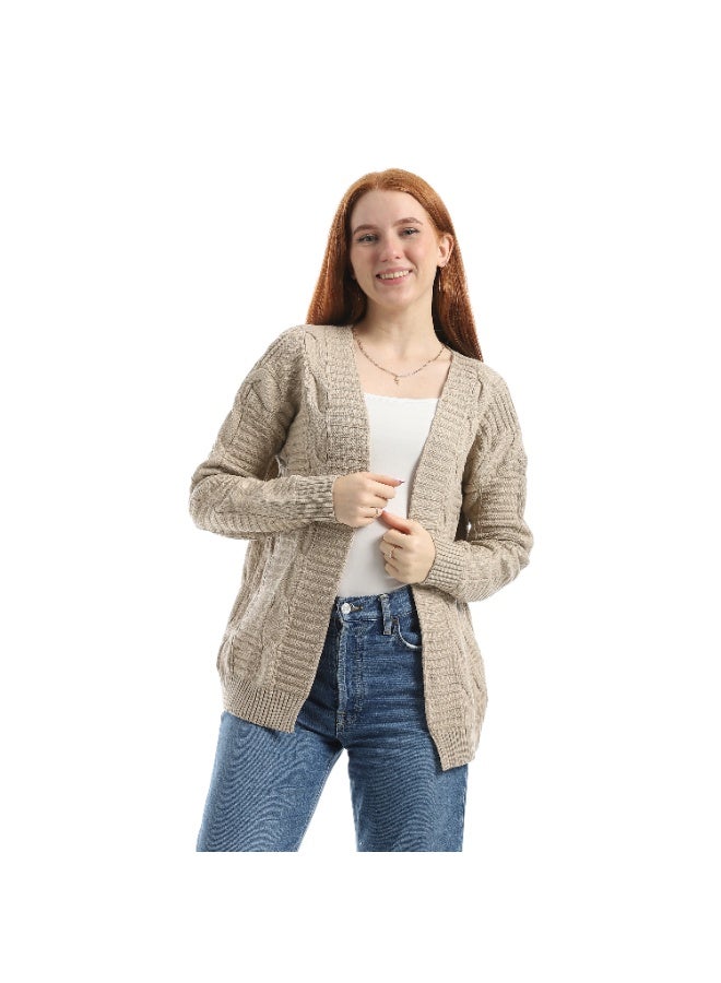 سيزار كارديجان حريمي صوف سادة مفتوح من الأمام - Image 1