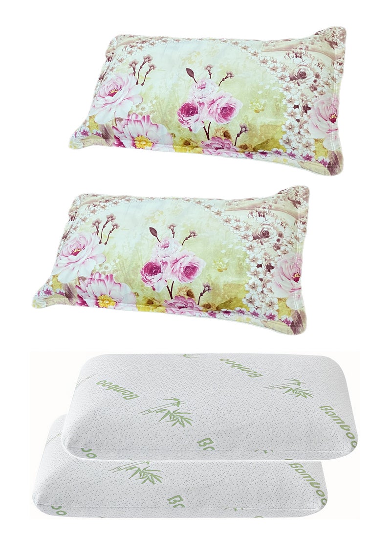 Floral 4 Piece Set of 2 Foam Pillows and 4 Pillow Case 50x75cm - pzsku/Z4CFB1DC8D578233528CDZ/45/_/1735417594/17c7777e-9cda-4aae-90fc-fa70e1e5469d