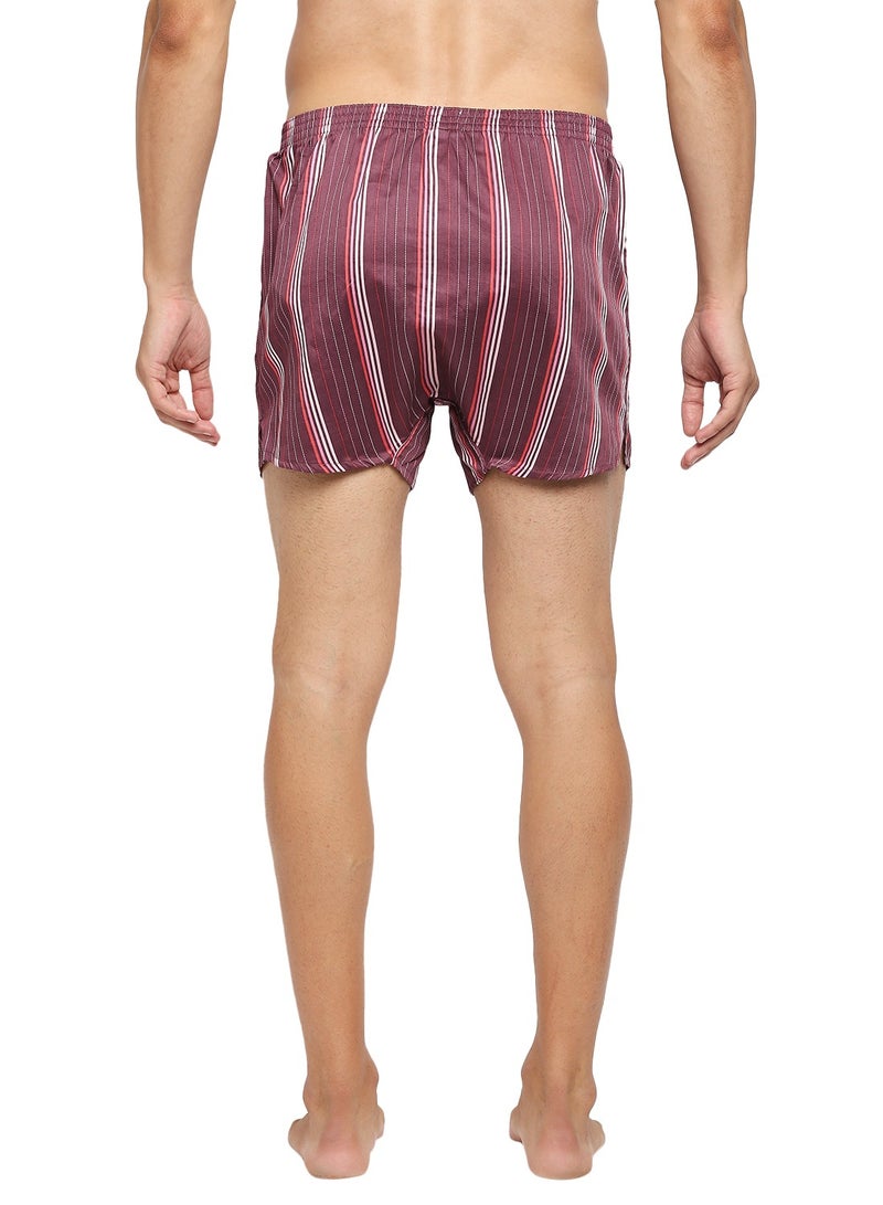 Men's Striped Boxers - Maroon