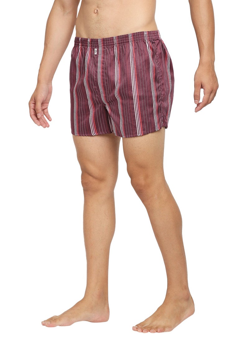 Men's Striped Boxers - Maroon