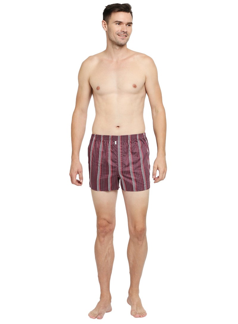 Men's Striped Boxers - Maroon