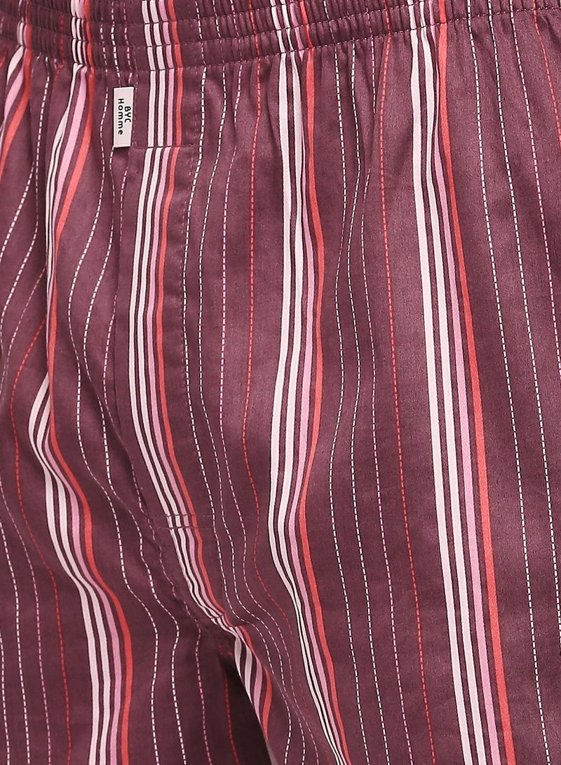 Men's Striped Boxers - Maroon