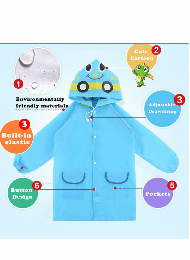 Children's raincoats, Cartoon Kids Rain Jacket, Boys Girls Hooded Rain Poncho Outdoors Kids Transparent Raincoat Student Rain Suit Waterproof Durable Windbreaker - Image 5