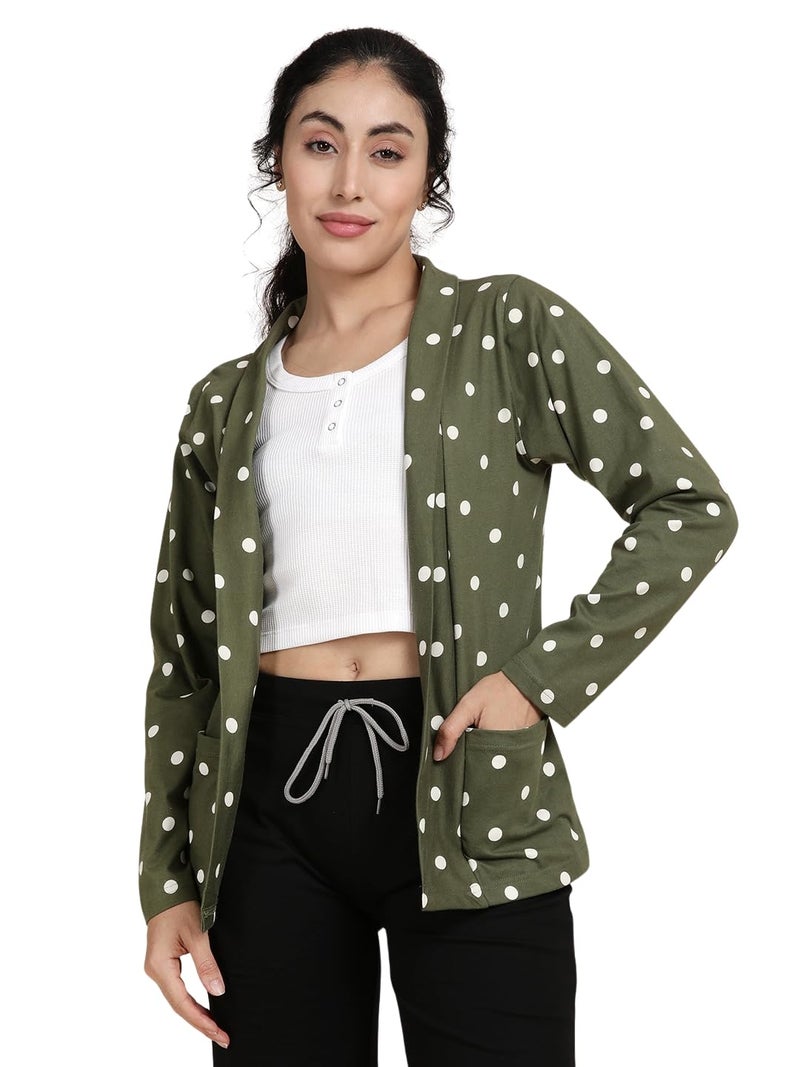 KRYPTIC Women’s Regular Length Cotton Shrug with Side Pockets - Soft Lightweight Layer for Stylish Everyday Wear - Image 1