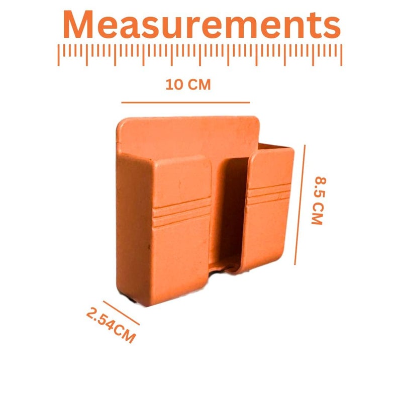 WALLVIEW TECH Wall Mounted Mobile Holder Storage Case for Remote Wall Mounted Mobile Stand/Multi Purpose Stand with Hole for Phone Charging - Pack of 5 (Orange) - Image 1