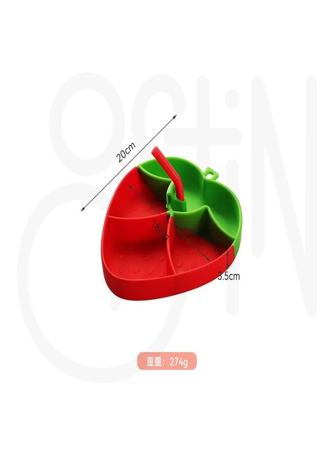 Ostin Food Grade Silicone Food Plate for Babies Kids Children Baby Feeding Plate with Compartment partition Suction Plate with Spoon and Fork Toddler Plates for Eating (Strawberry Red) - Image 3