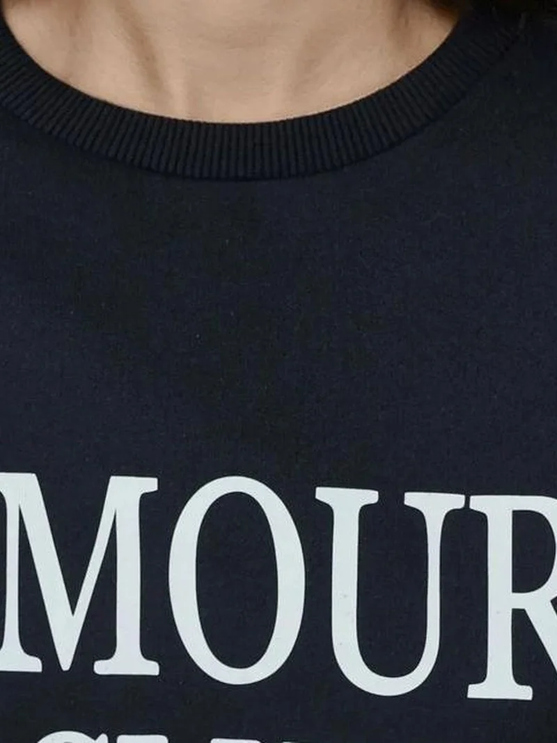 Hiccup Midnight Blue Printed Crew Neck Relaxed Fit Raised Sweatshirt for Women | Best Price UAE