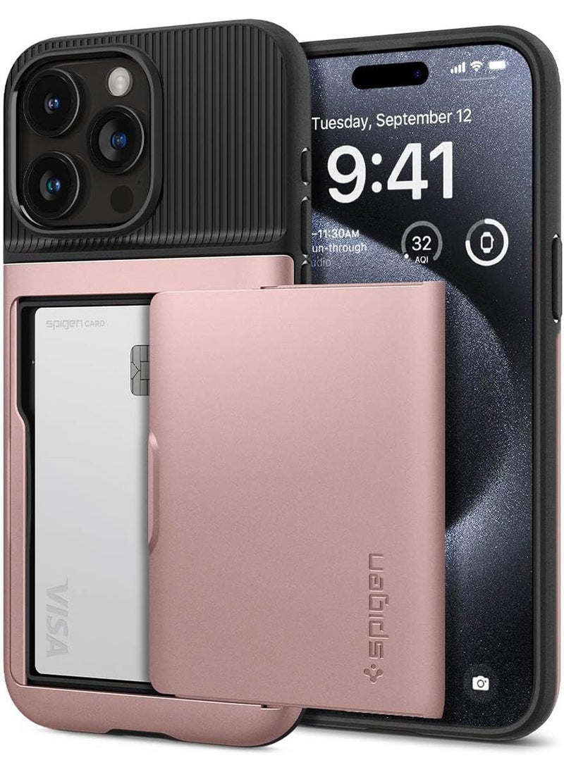 Spigen Slim Armor CS for iPhone 15 Pro Max Case Cover with Card Holder Slot - Rose Gold 