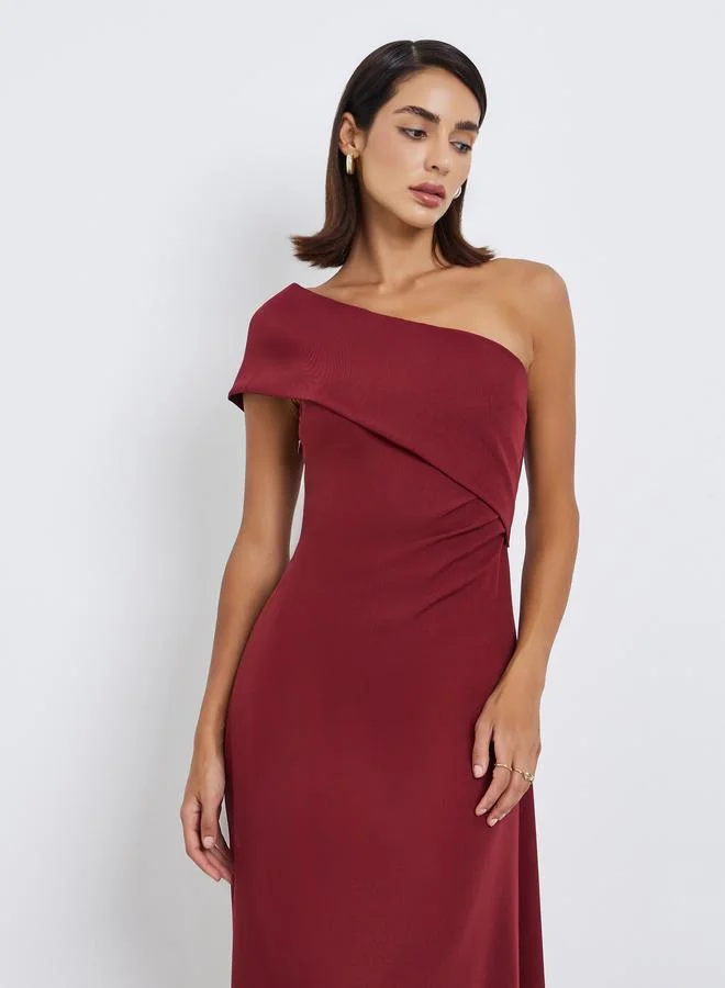 ستايلي Women One Shoulder Neck Sheath Midi Dress