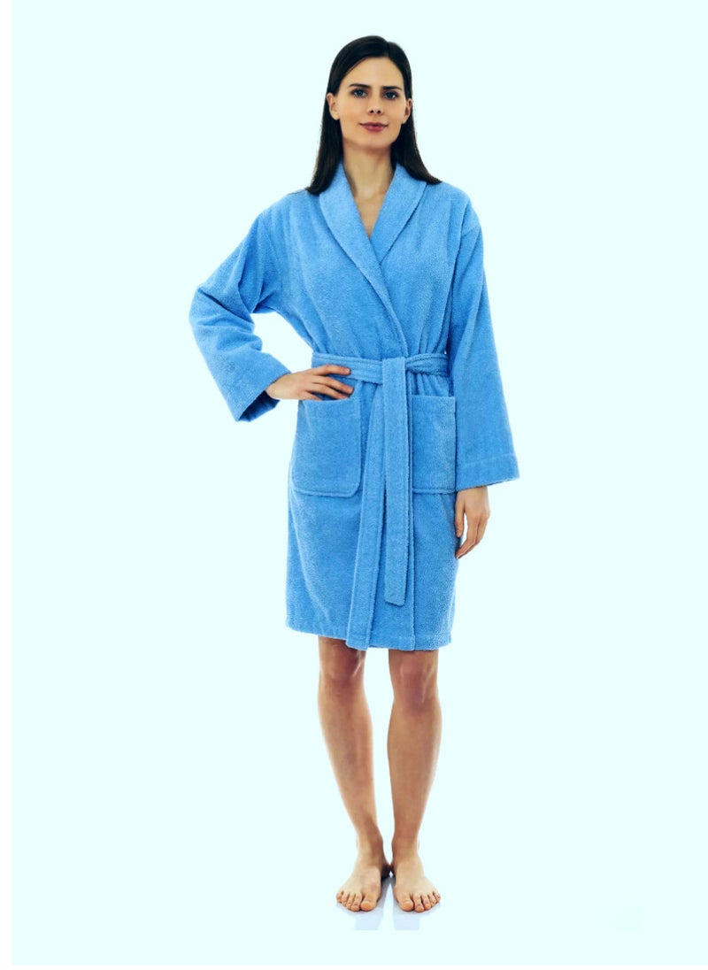 Blueberry Light Blue Colour Unisex Spa Terry Dressing Gown  - Image 1