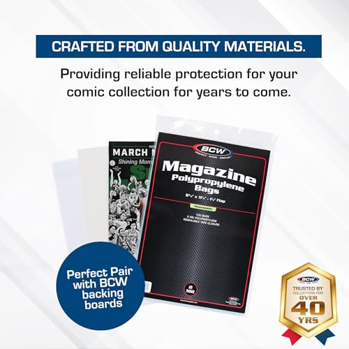 BCW أكياس مجلات BCW القابلة لإعادة الإغلاق - عبوة واحدة من 100 | خالية من الأحماض، أكمام بولي بروبيلين شفافة لتخزين بجودة أرشيفية لمجلات المقتنيات | احمِ وعرض مجموعة كتبك المصورة القيمة - Image 2