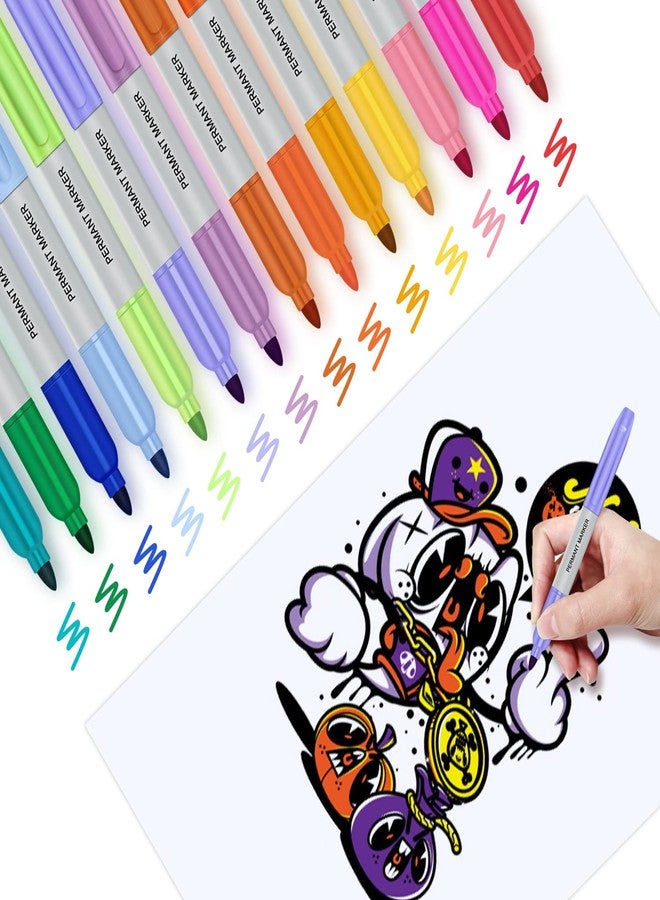 Vitoler Colored Permanent Markers,24 Assorted Colors Permanent Marker Pens Fine Point Markers for Marking Coloring Doodling Writing Journaling - Image 4