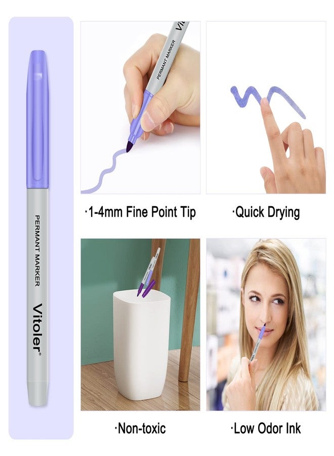 Vitoler Colored Permanent Markers,24 Assorted Colors Permanent Marker Pens Fine Point Markers for Marking Coloring Doodling Writing Journaling - Image 5