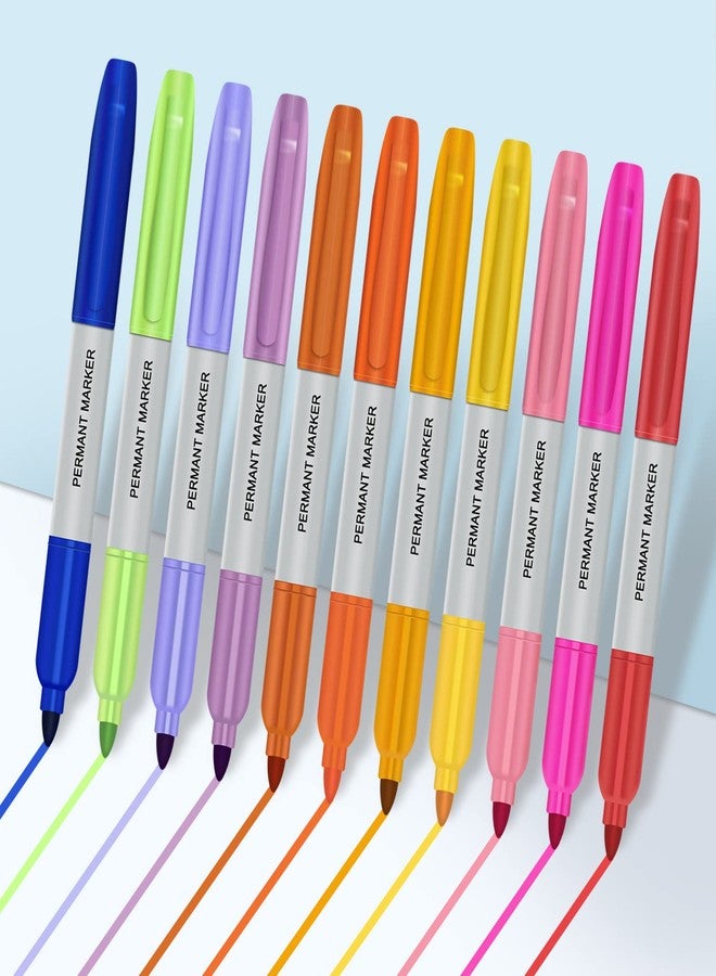 Vitoler Colored Permanent Markers,24 Assorted Colors Permanent Marker Pens Fine Point Markers for Marking Coloring Doodling Writing Journaling - Image 3