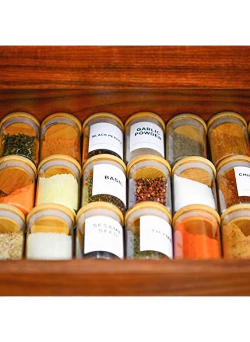 QUESERA Mini Spice Jar with Bamboo Airtight Lids and 180 Spice Jar Square Labels Preprinted - Image 3