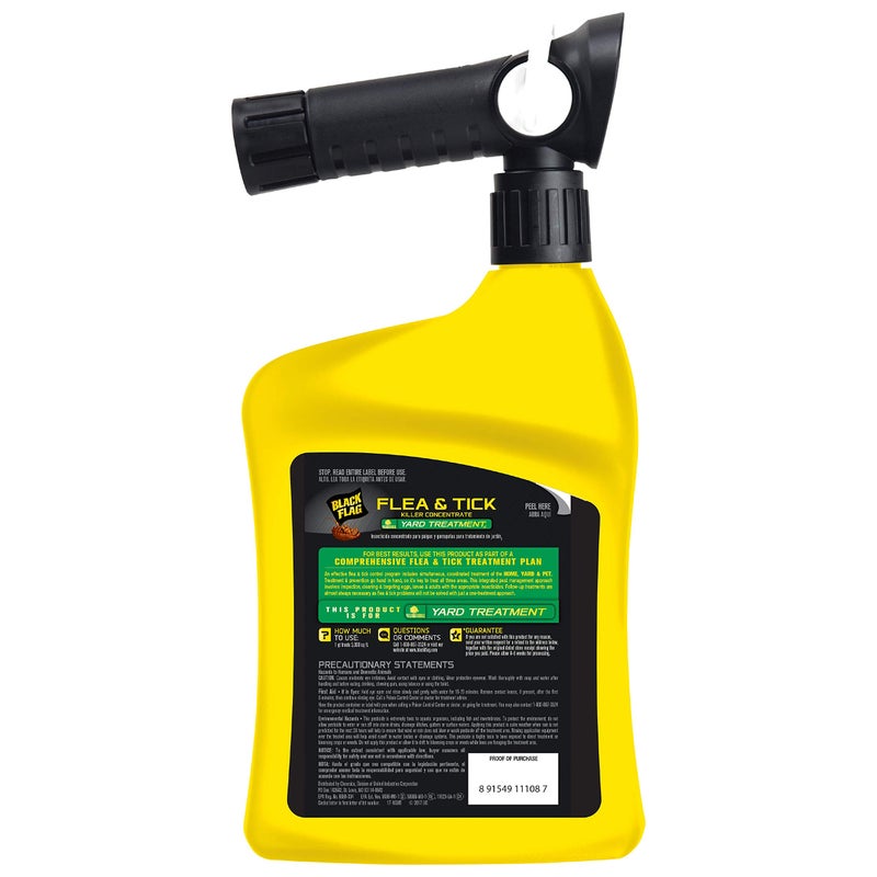 Black Flag مبيد البراغيث والقراد من بلاك فلاق مركز للعلاج في الحديقة، 32 أونصة، جاهز للرش، بخاخ نهاية خرطوم سريع التحويل - Image 3