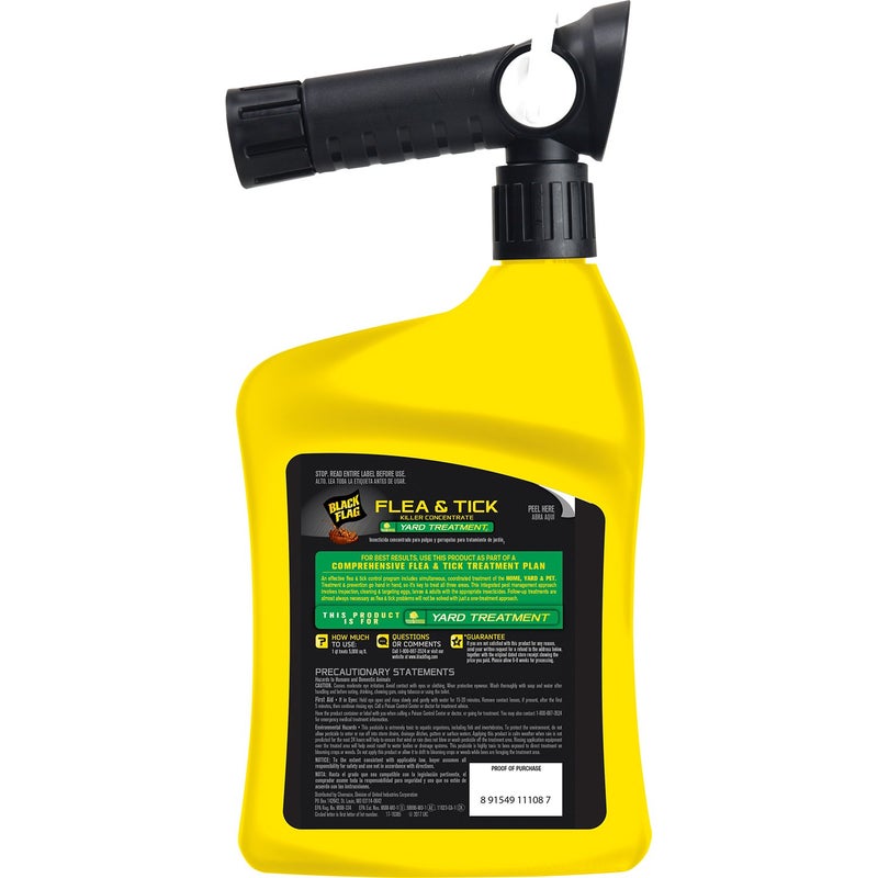 Black Flag مبيد البراغيث والقراد من بلاك فلاق مركز للعلاج في الحديقة، 32 أونصة، جاهز للرش، بخاخ نهاية خرطوم سريع التحويل - Image 2