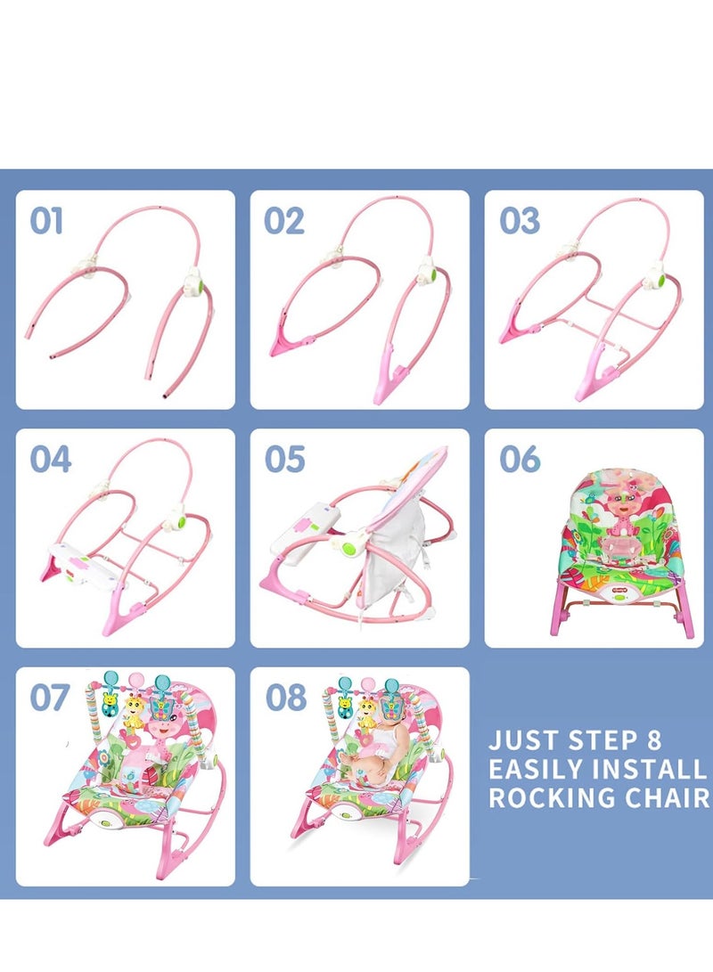 Rightsure Soothing Baby Rocking Chair Baby Multi-Function Music Vibration Rocking Bed Lightweight Foldable Children Rocking Rocking Chair To Coax Baby Recliner Travel Garment Bag (Fawn) - Image 2
