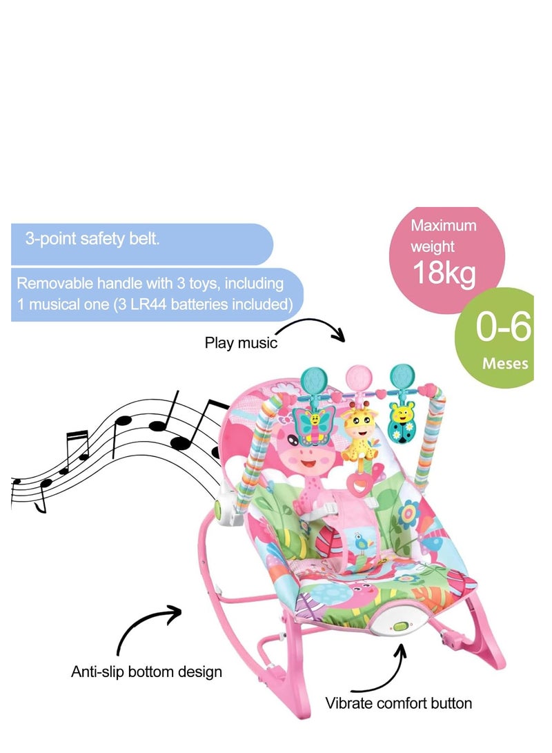 Rightsure Soothing Baby Rocking Chair Baby Multi-Function Music Vibration Rocking Bed Lightweight Foldable Children Rocking Rocking Chair To Coax Baby Recliner Travel Garment Bag (Fawn) - Image 3