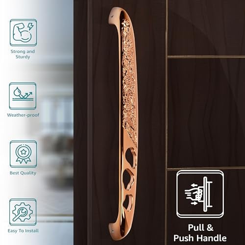 Plantex Heavy Duty Door Handle for Main Door/13-inches Main Door Handle/Pull Push Handle for Home/Hotel/Office - Pack of 1 (311-PVD Rose Gold Finish) - 3 Years Warranty - Image 3