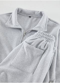 trendyol Grey Melange Regular/Normal Cut Zippered Basic Tracksuit TMNAW25EM00005  - Image 3