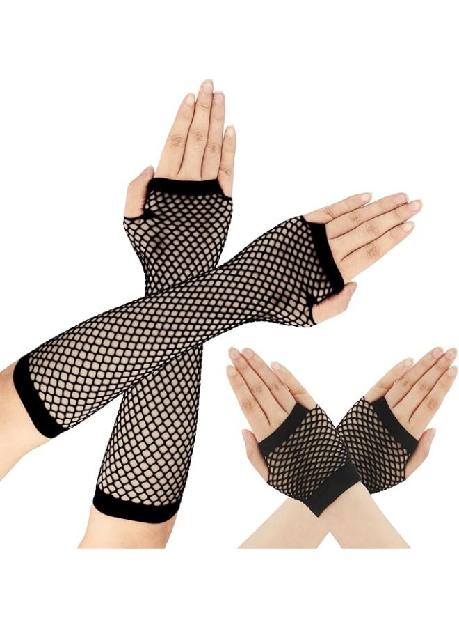 Fishnet Gloves for Women, Short Nylon Mesh Fingerless Gloves, 80s Costume and Party Accessories for Weddings and Evening Events - Image 1