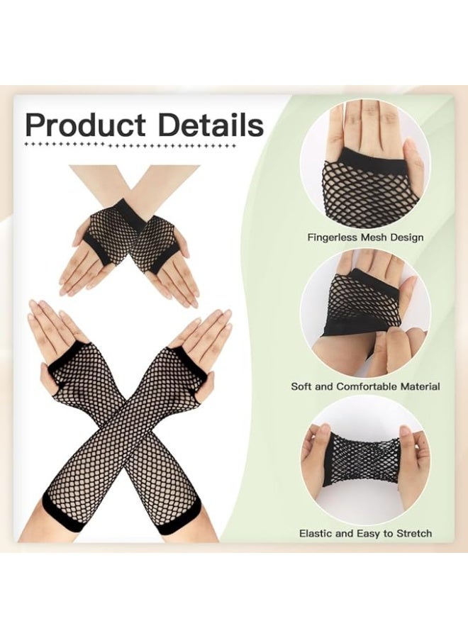 Fishnet Gloves for Women, Short Nylon Mesh Fingerless Gloves, 80s Costume and Party Accessories for Weddings and Evening Events - Image 5