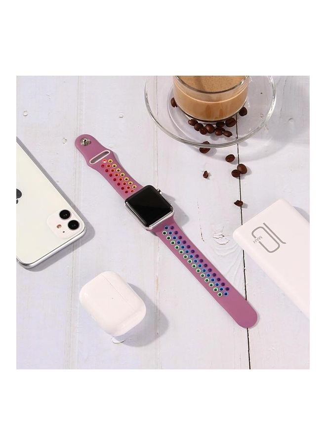 NIBEMINENT Sport Watchband For Apple Watch Series 7 41mm/6 & Se 5 4 40mm/3 2 1 38mm Purple - Image 5