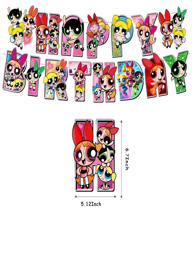 fancigo Power Girls Birthday Decorations Include Happy Birthday Banner, Cake Topper and Cupcake Toppers, Balloons for Girls Party Supplies - Image 3