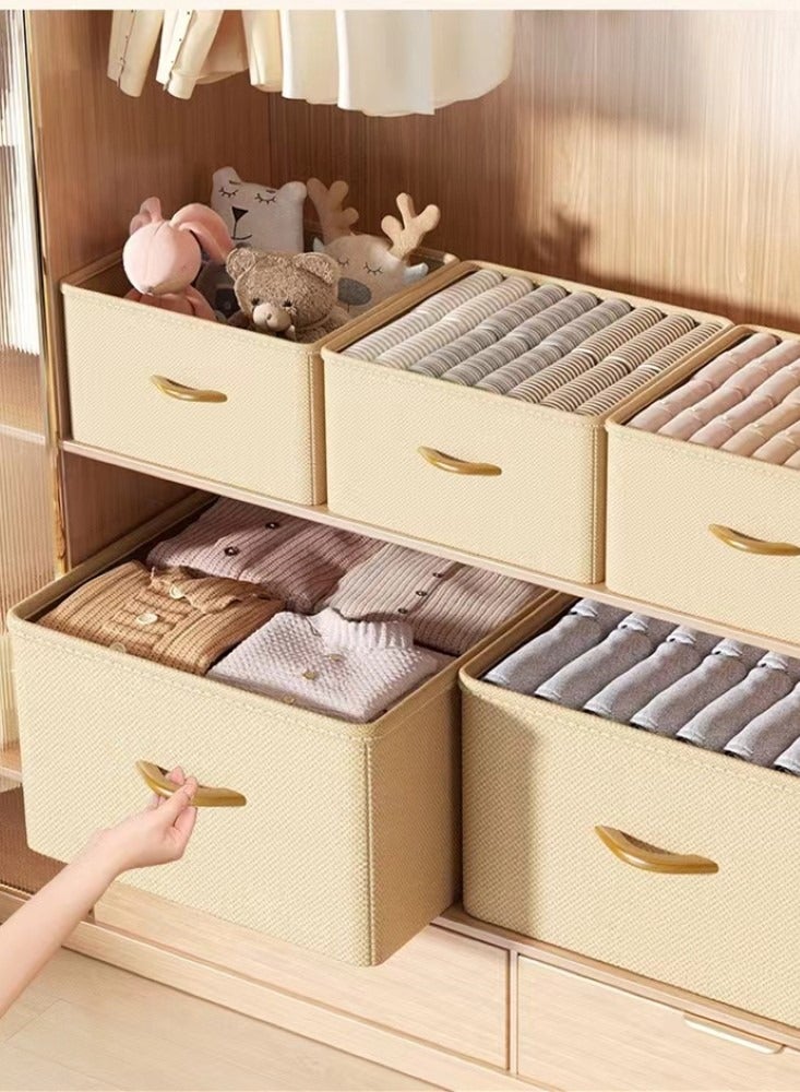 Kutis 1-Piece Foldable Storage Basket Clothes Storage Box Cotton and Linen Beige 40x30x30 Centimeter - Image 2