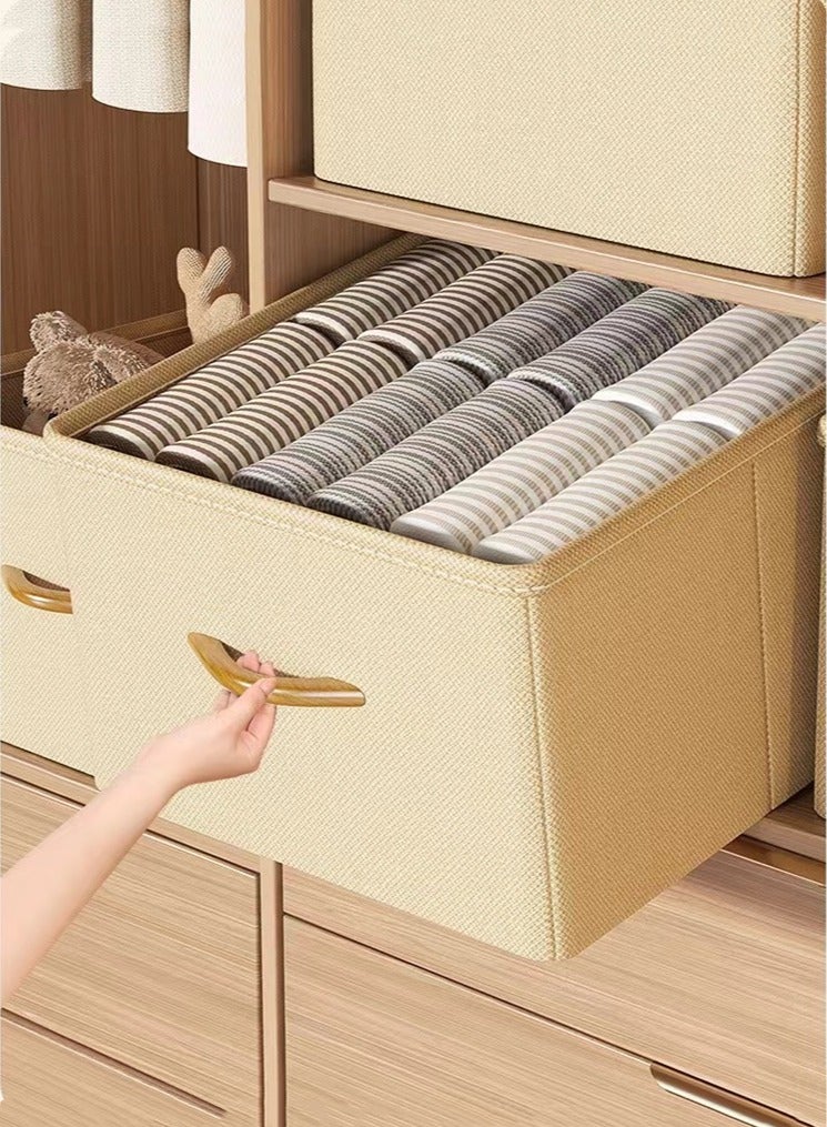 Kutis 1-Piece Foldable Storage Basket Clothes Storage Box Cotton and Linen Beige 40x30x30 Centimeter - Image 1