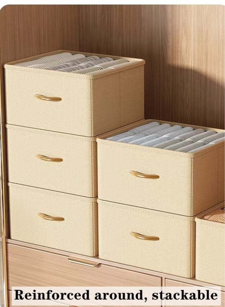 Kutis 1-Piece Foldable Storage Basket Clothes Storage Box Cotton and Linen Beige 40x30x30 Centimeter - Image 3